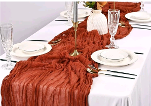 Chemin de table terracotta gaze coton