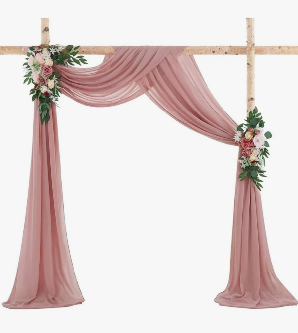 Drapé voilage vieux rose