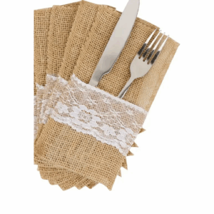 Pochette range couverts jute champêtre
