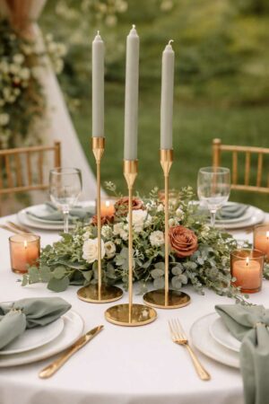 Bougeoirs dorés - décoration mariage chic