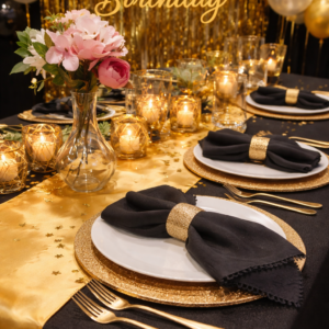 Chemin de table doré satin