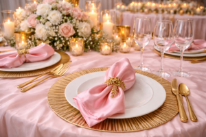 Serviette satin rose