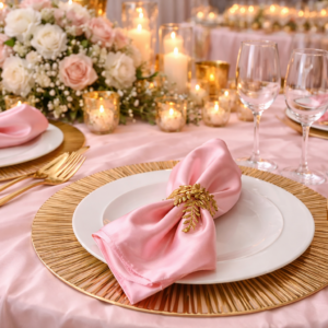 Serviette satin rose