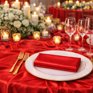 Serviette satin rouge