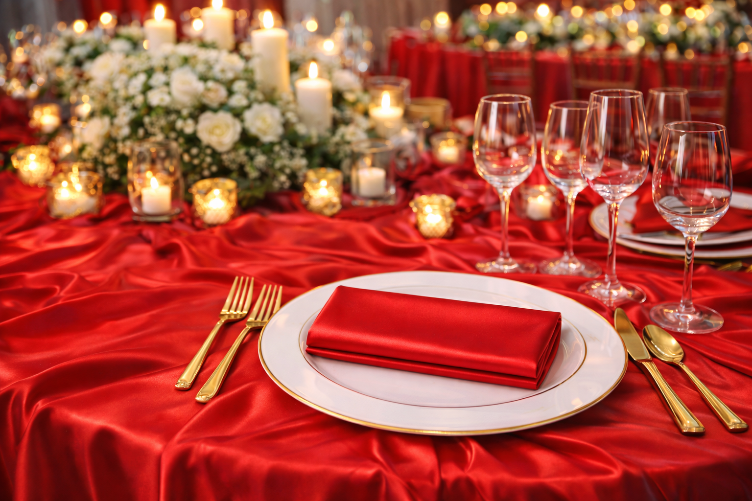 Serviette satin rouge