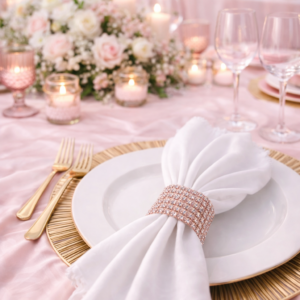 Anneau de serviette strass rose