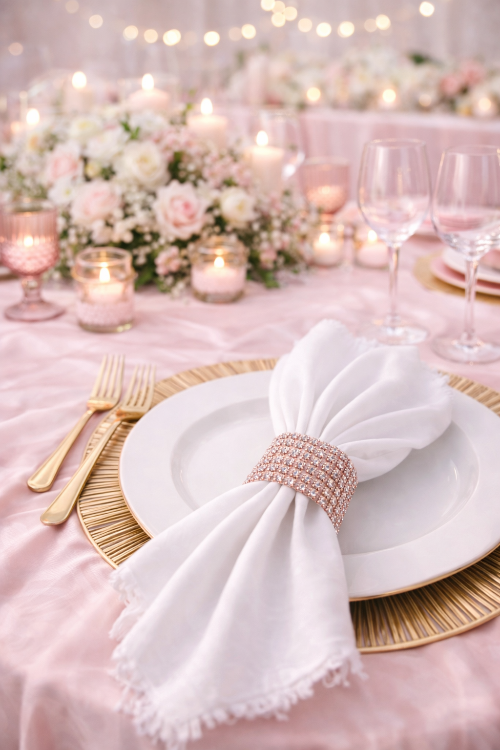 Anneau de serviette strass rose