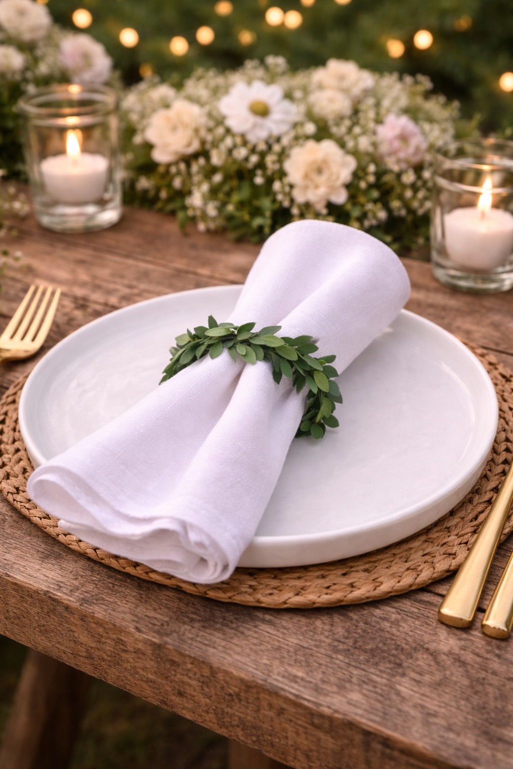 Anneau de serviette feuilles vertes