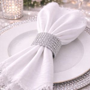 Anneau de serviette strass argenté