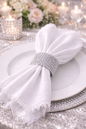 Anneau de serviette strass argenté