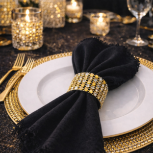 Anneau de serviette strass doré