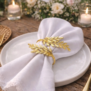 Anneau de serviette feuilles doré