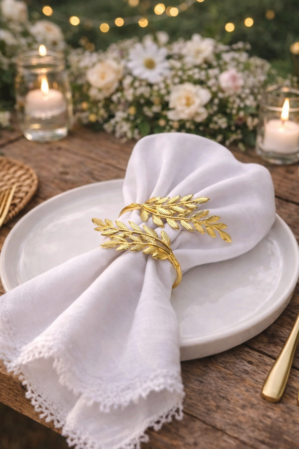 Anneau de serviette feuilles doré
