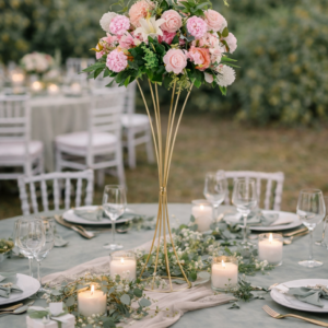 vase centre de table doré