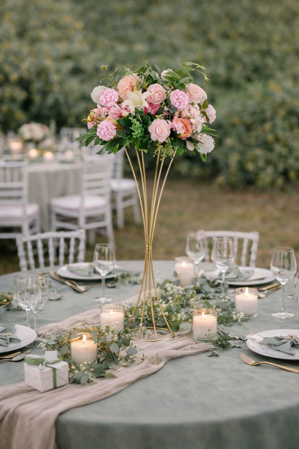 vase centre de table doré