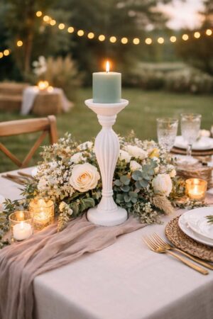 Bougeoir en bois - décoration mariage champêtre