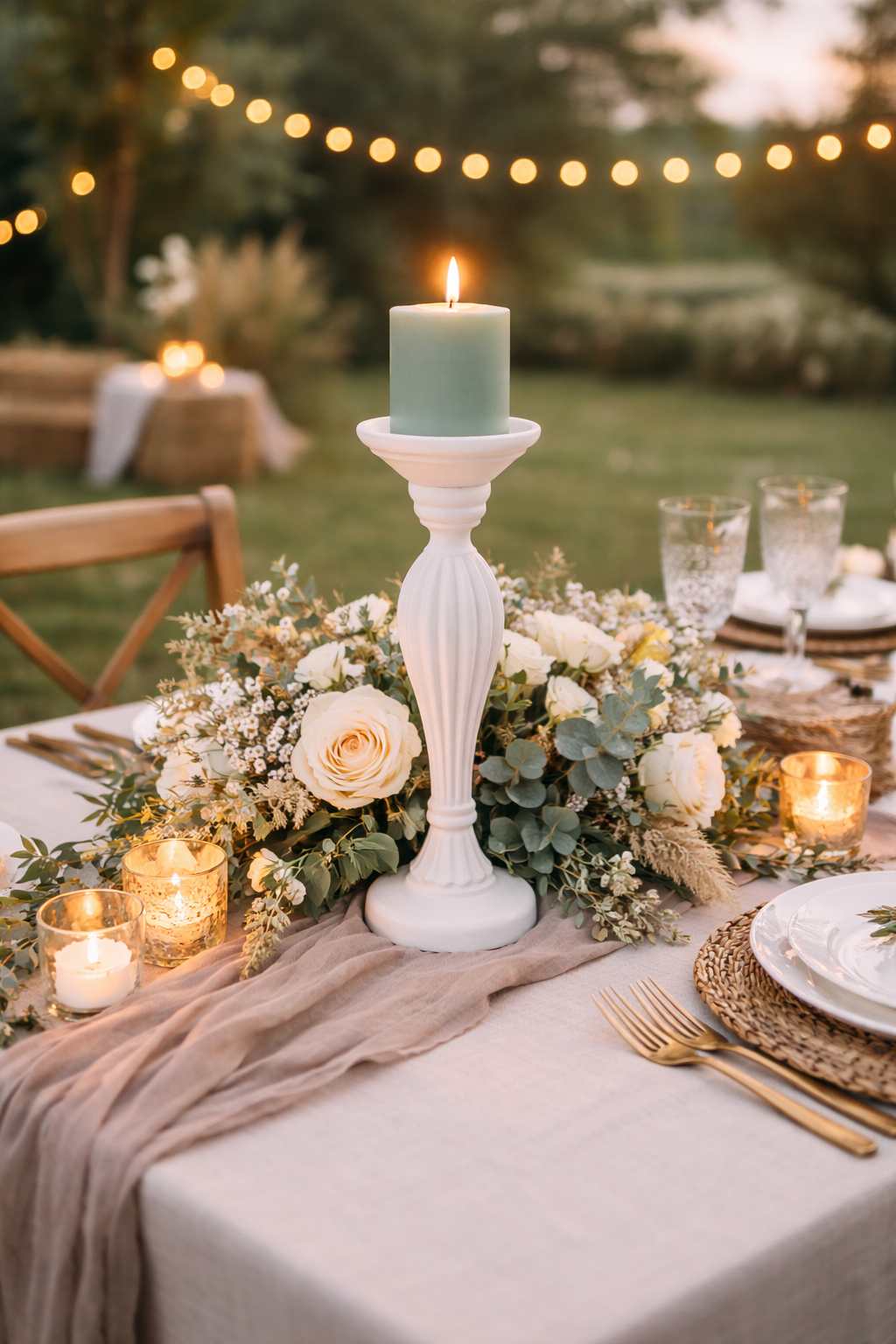 Bougeoir en bois - décoration mariage champêtre