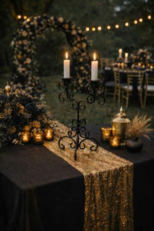 Bougeoir fer forgé - décoration mariage authentique