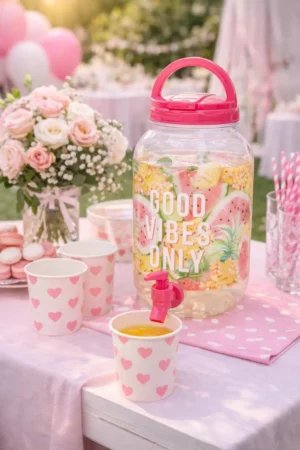 Location distributeur rose rouen - fontaine rose 4 litres pour buffet de mariage