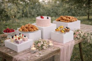Location présentoir buffet rouen - set de présentoirs empilables pour buffet de mariage