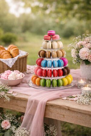Location présentoir macarons rouen - présentoir 6 étages pour buffet sucré de mariage