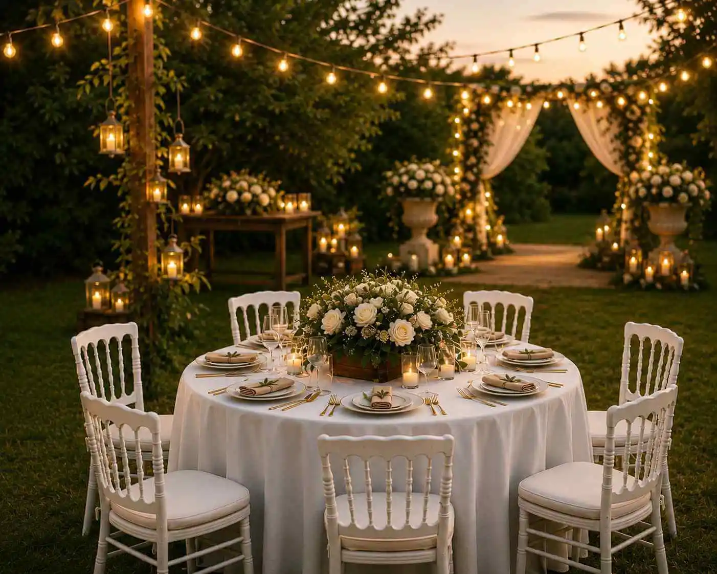 Location table ronde blanche pour mariage et réception à Rouen - Vallée Events Normandie