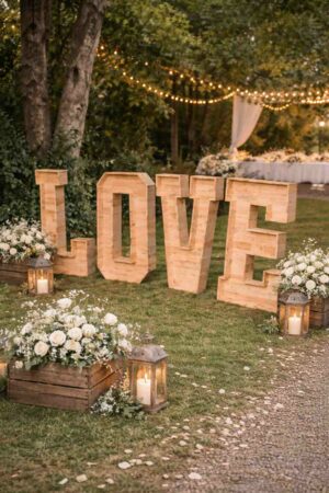 Lettres love xxl bois de 135 cm pour décoration de mariage à Rouen