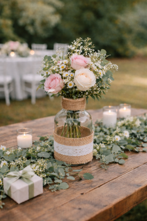 Petit vase avec toile de jute