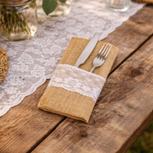 Pochette range couverts jute champêtre