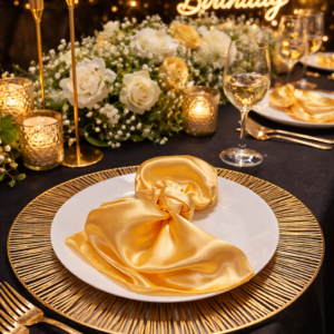 Serviette satin doré