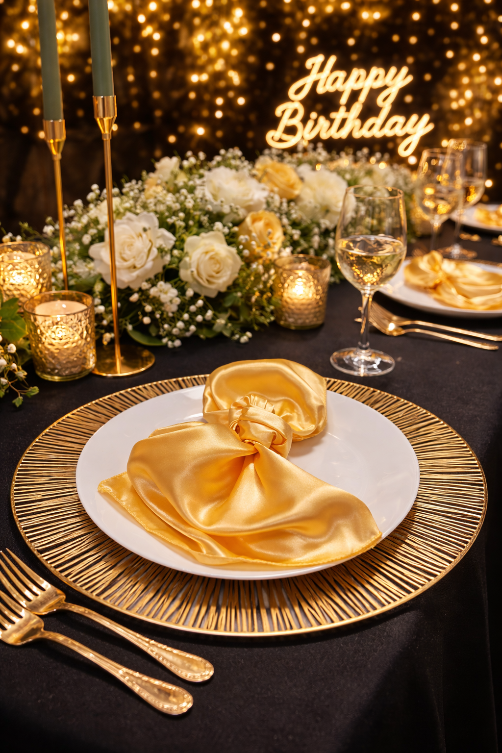 Serviette satin doré