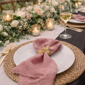 Serviette gaze rose poudré