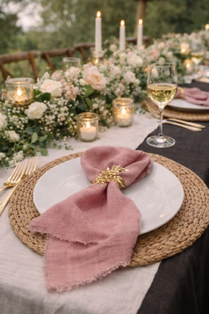 Serviette gaze rose poudré