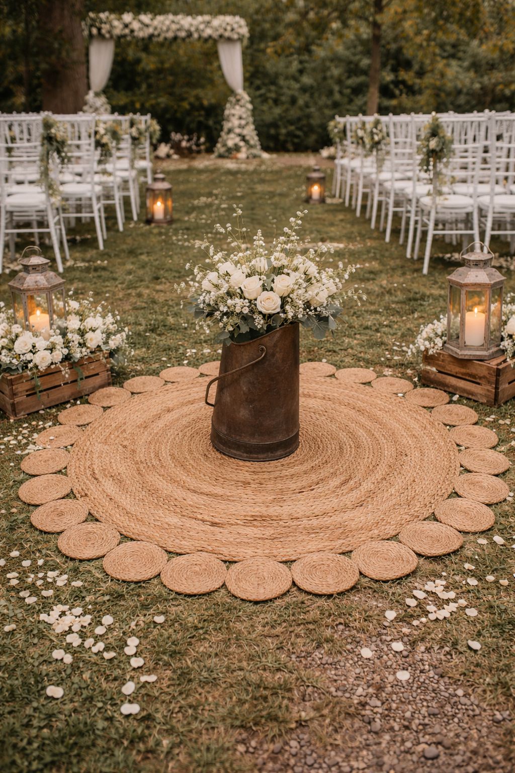 Tapis en jute à motif, diamètre 120 cm, pour décoration de mariage à Rouen