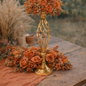 Vase centre de table torsadé doré