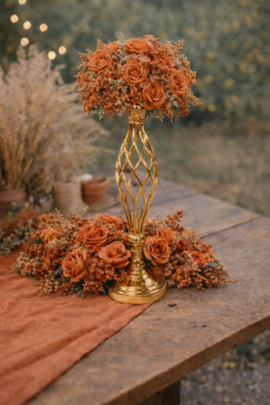 Vase centre de table torsadé doré