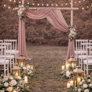 Drapé voilage vieux rose