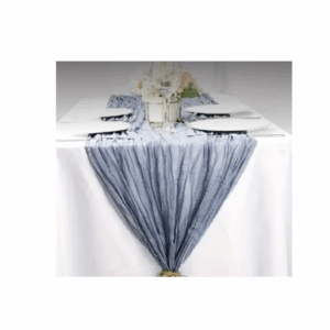 chemin de table bleu gaze coton
