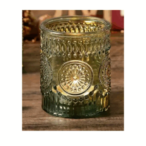 Photophore porte bougie en verre vert