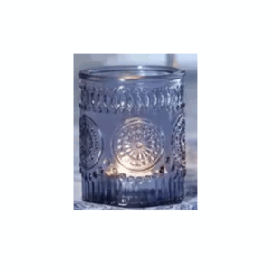 Photophore porte bougie en verre bleu