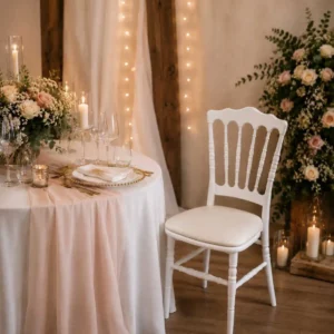 Assise confortable chaise Napoléon blanche location mariage Rouen Normandie