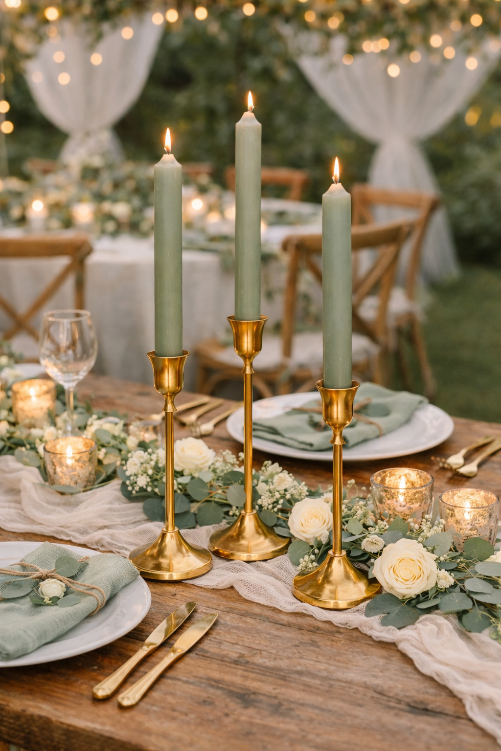 bougeoirs dorés élégants