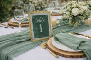cadre doré avec numéro de table