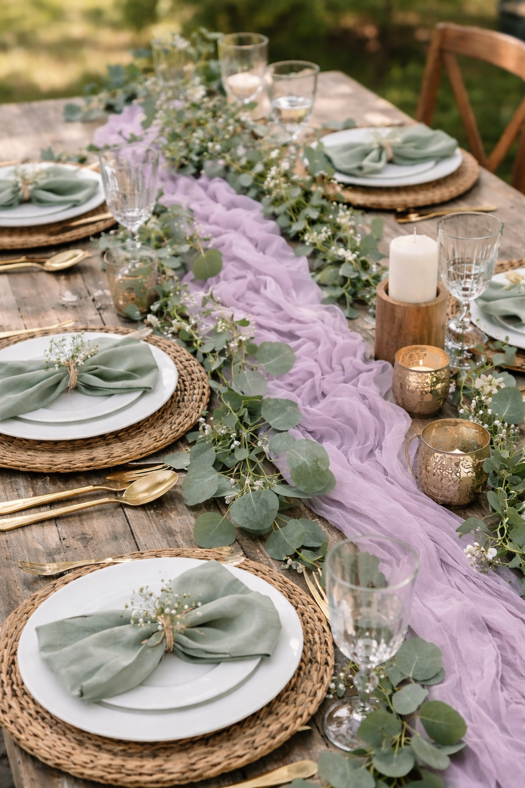 chemin de table mauve gaze