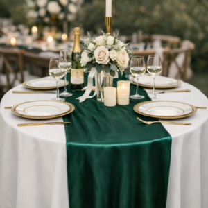 chemin de table vert satin