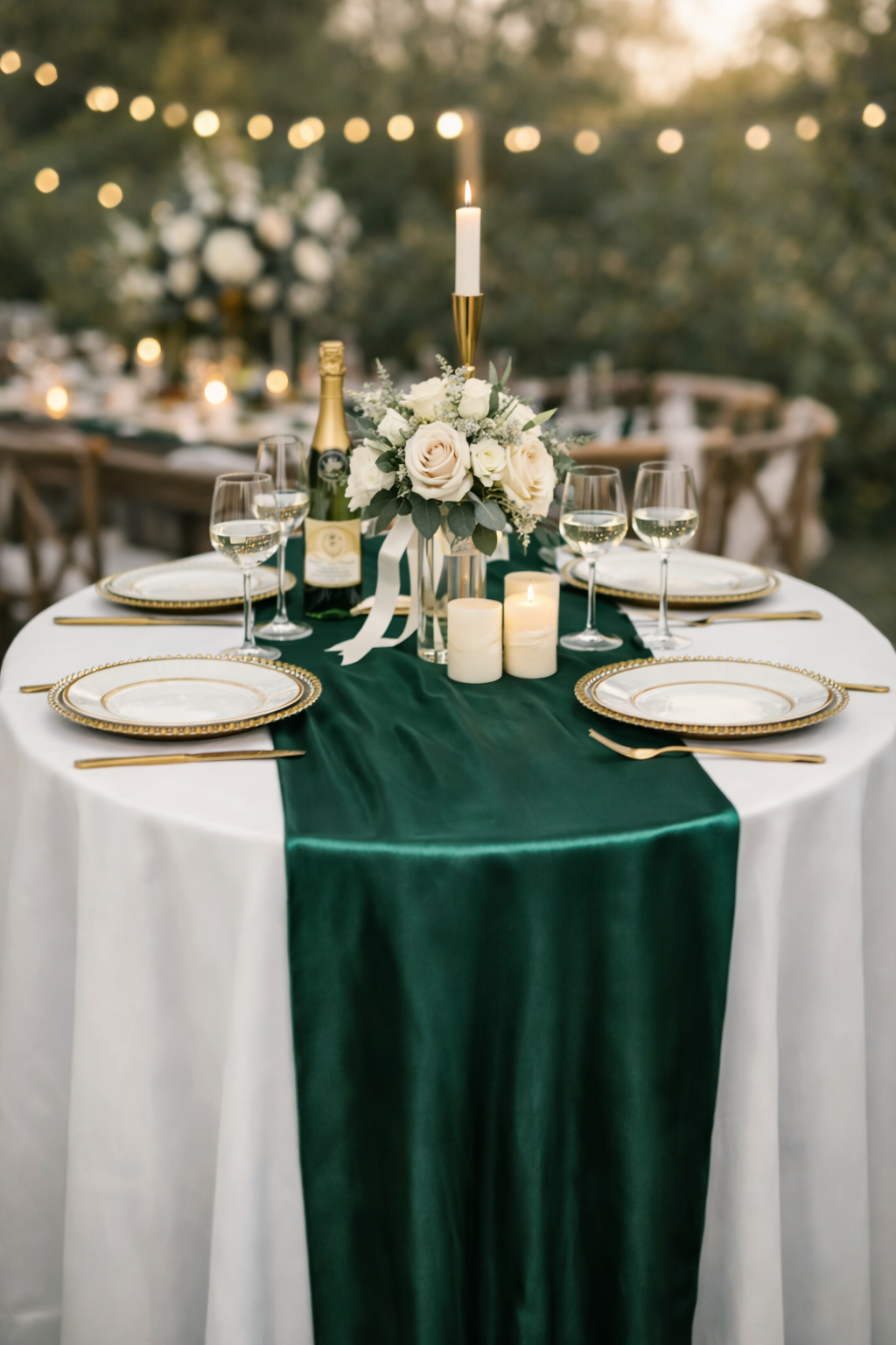 chemin de table vert satin