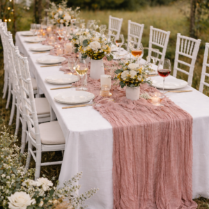 chemin de table rose gaze