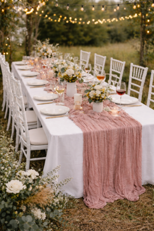 chemin de table rose gaze