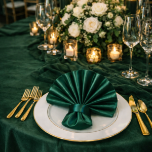 serviette vert satin