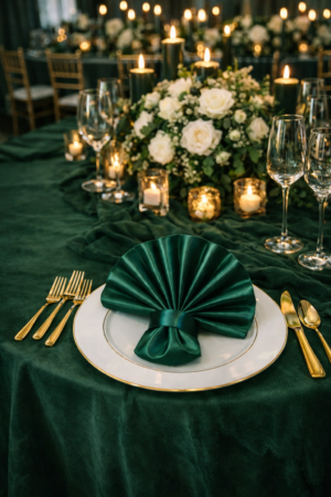 serviette vert satin